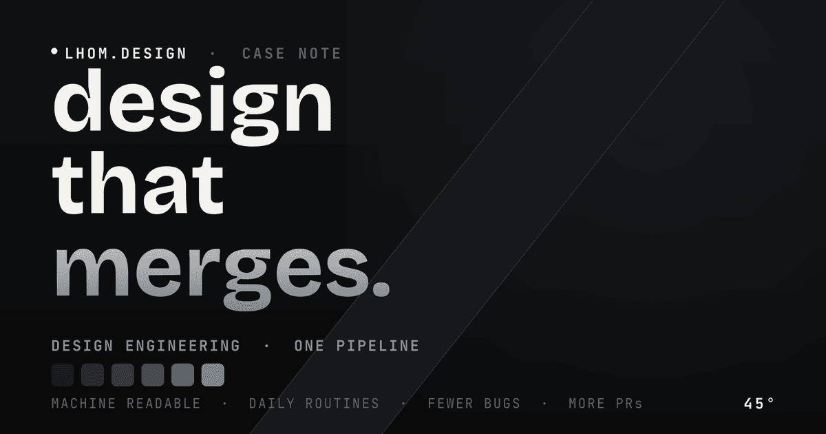 Design that merges. A dark editorial cover with the title set large in display and mono type.